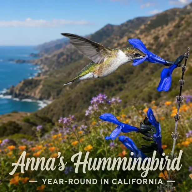 Anna's hummingbird in California - all year round