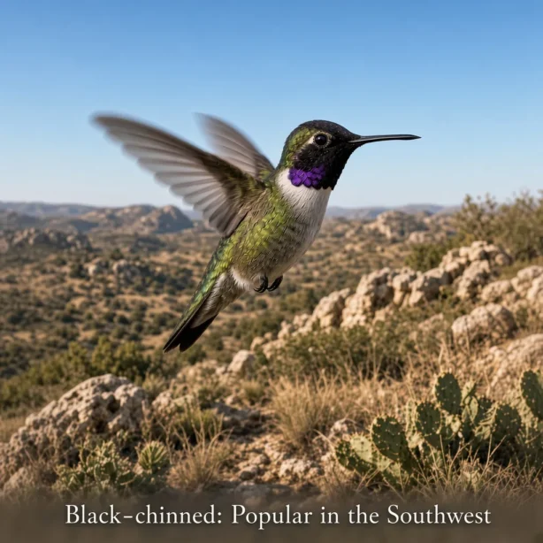 Black-chinned hummingbird of the Southwest region of the USA