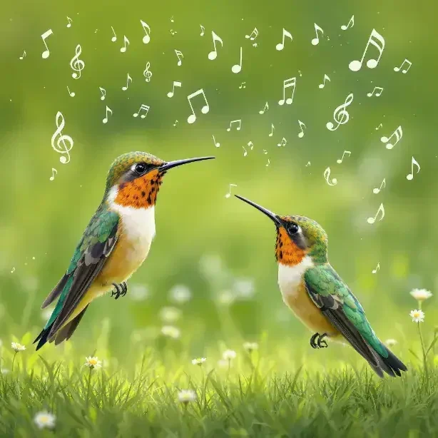two hummingbirds singing to each other