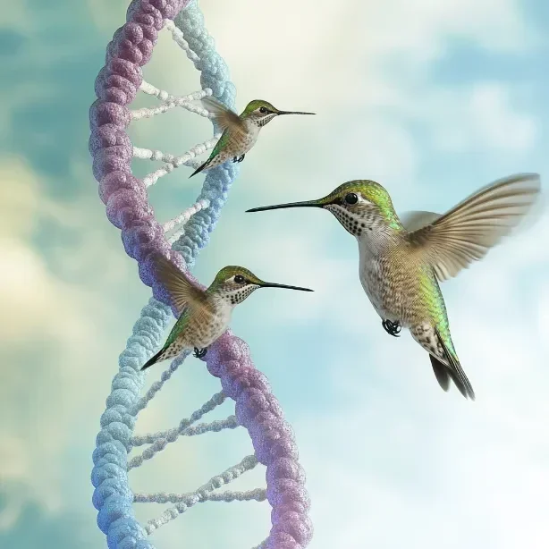 hummingbirds on double helix